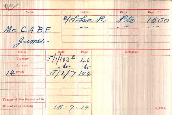 McCabe Medal card